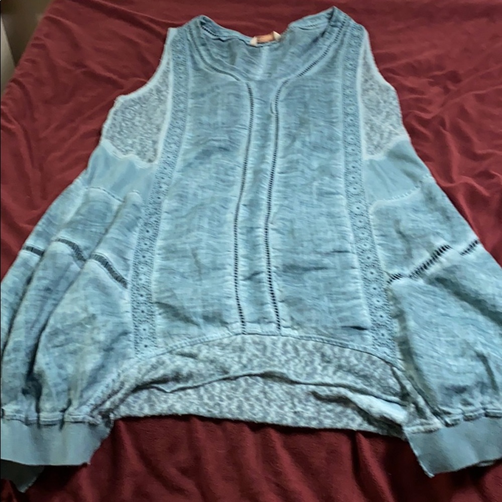 Soft Surroundings Aqua Blue Tank Top Large